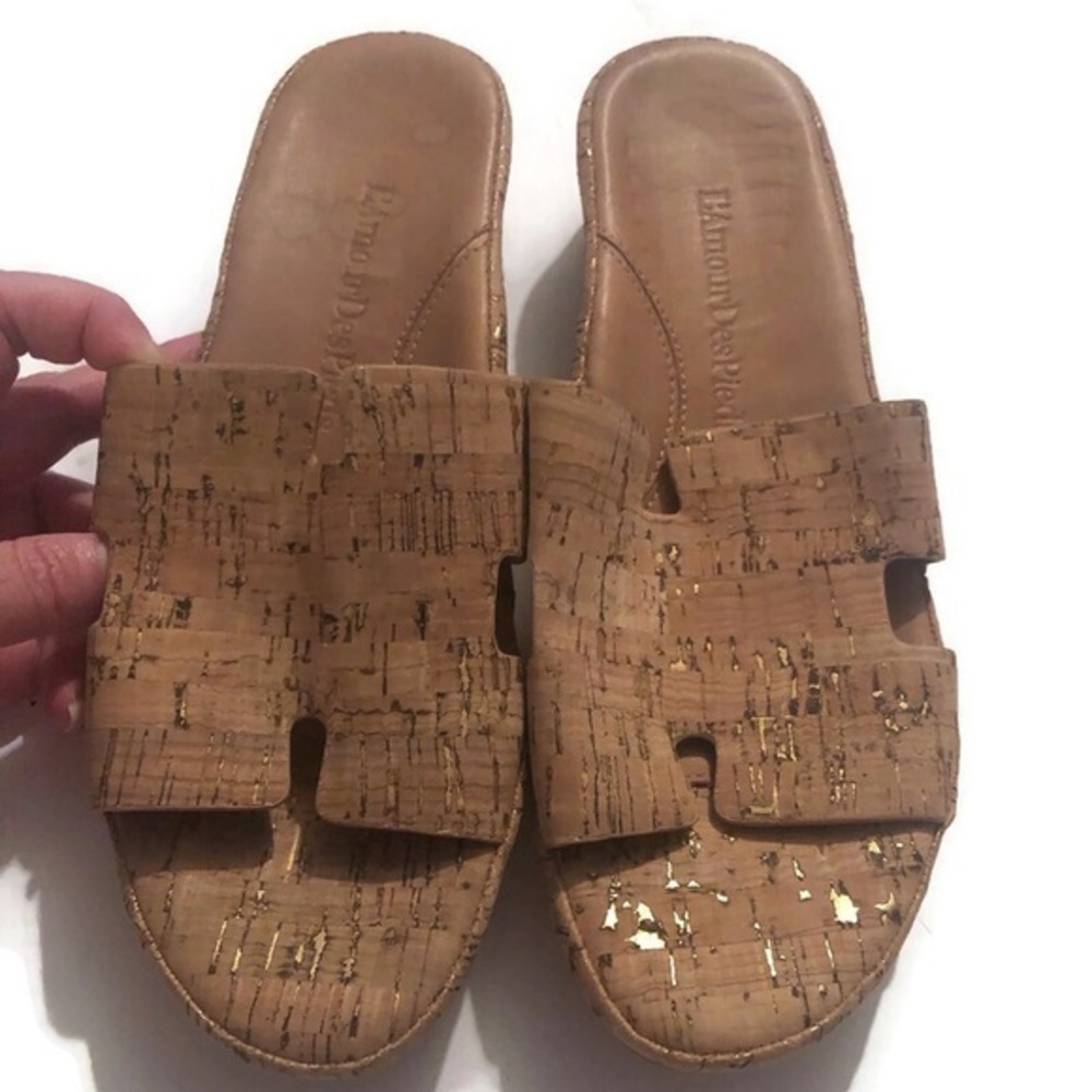 Cork Slide Sandals with Gold Fleck - Women